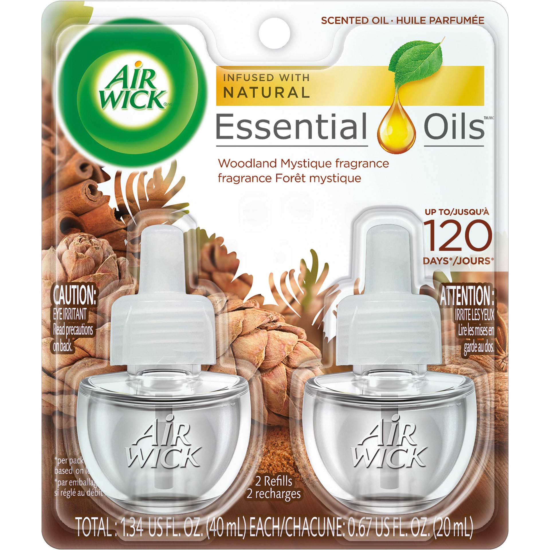 slide 1 of 9, Air Wick Scented Oil Woodland Mystique Air Freshener Refill, 2 ct; 0.67 oz