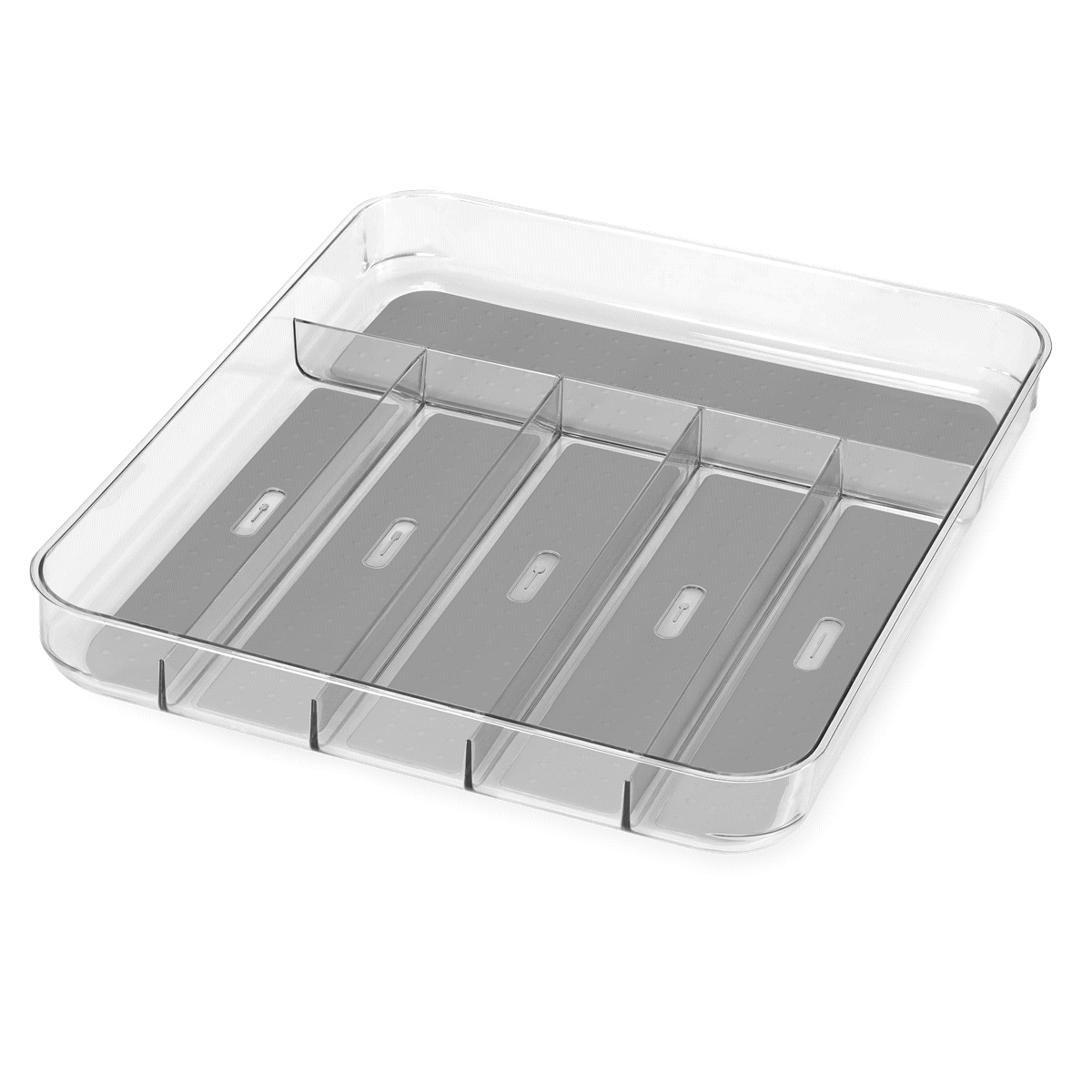 slide 1 of 1, madesmart Large Soft Grip Silverware Tray - Clear/Gray, 1 ct