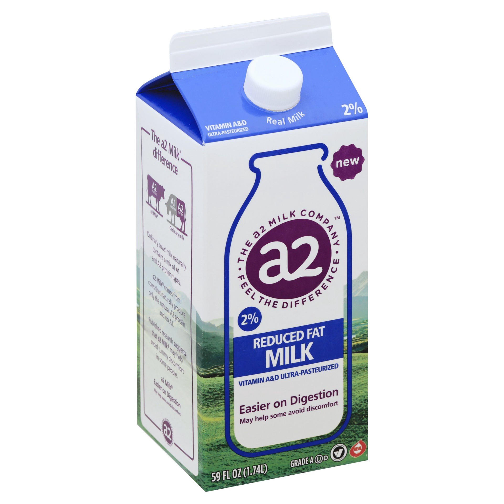slide 1 of 2, a2 2% Reduced Fat Milk, 59 fl oz