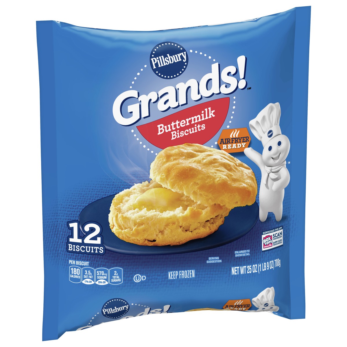 slide 2 of 9, Pillsbury Grands! Buttermilk Breakfast Biscuits Frozen Dough, 12 Ct., 12 ct