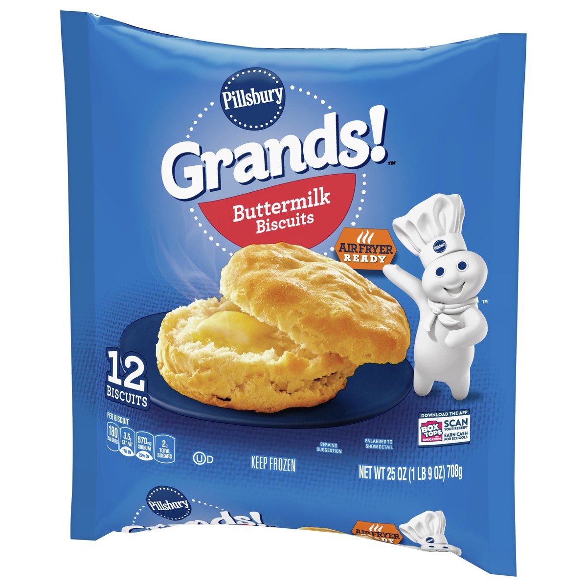 slide 3 of 9, Pillsbury Grands! Buttermilk Breakfast Biscuits Frozen Dough, 12 Ct., 12 ct