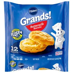 Pillsbury Grands! Buttermilk Breakfast Biscuits Frozen Dough, 25 oz/ 12 count.