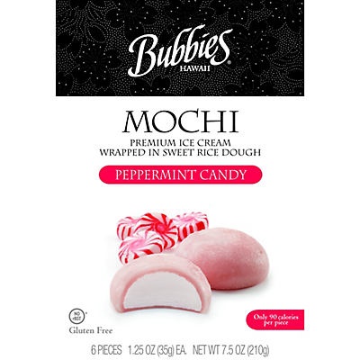 slide 1 of 1, Bubbies Mochi Peppermint Candy Ice Cream, 6 ct