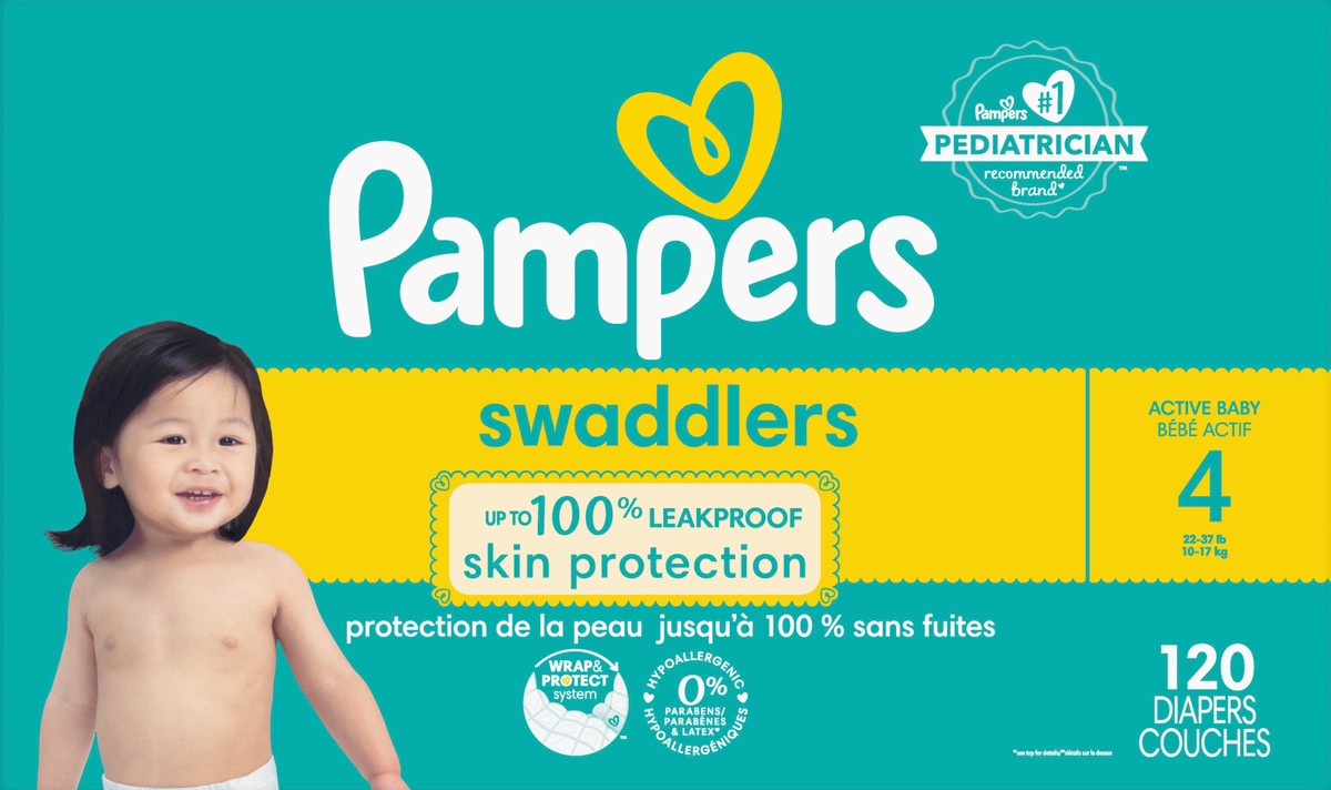 slide 1 of 3, Pampers Swaddlers Active Baby Diaper Size 4 120 Count, 120 ct