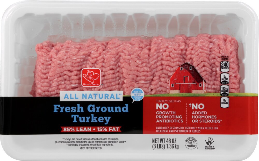 slide 1 of 2, Harris Teeter 85% Grnd Turkey, 48 oz