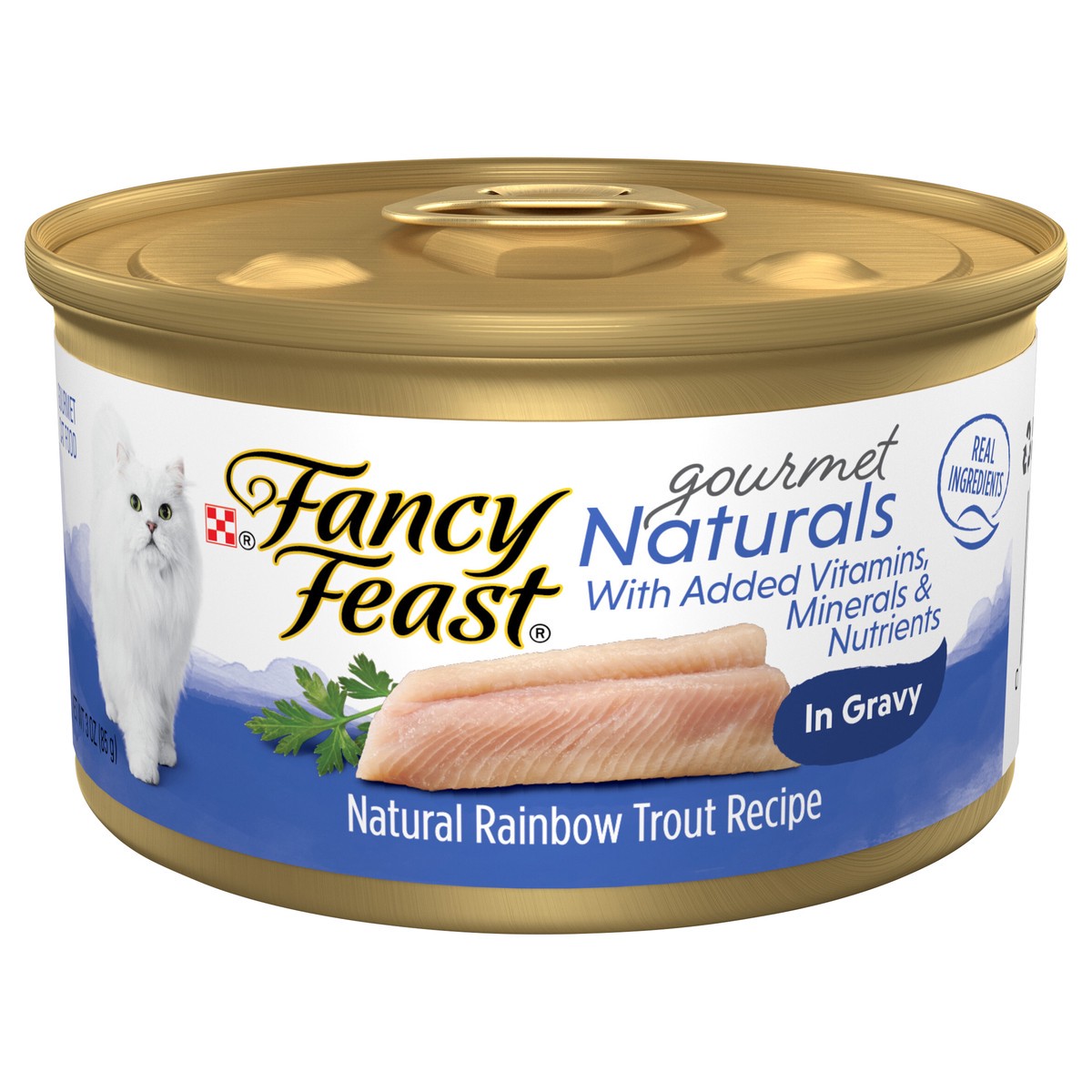 slide 1 of 9, Fancy Feast Natural Rainbow Trout In Gravy, 1 ct