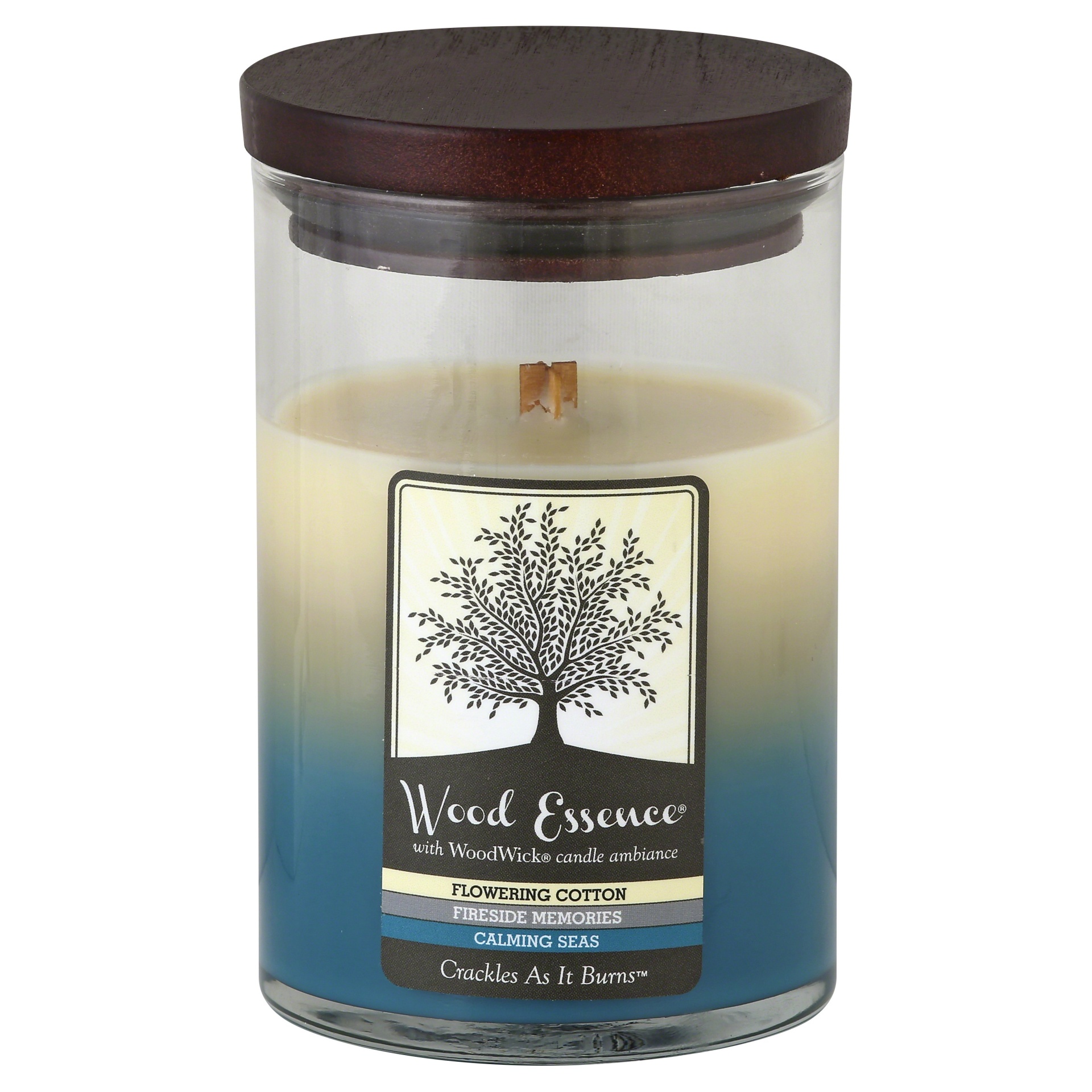 slide 1 of 2, Wood Essence Triple Cotton, Fireside Memories, Calming Seas Candle, 1 ct