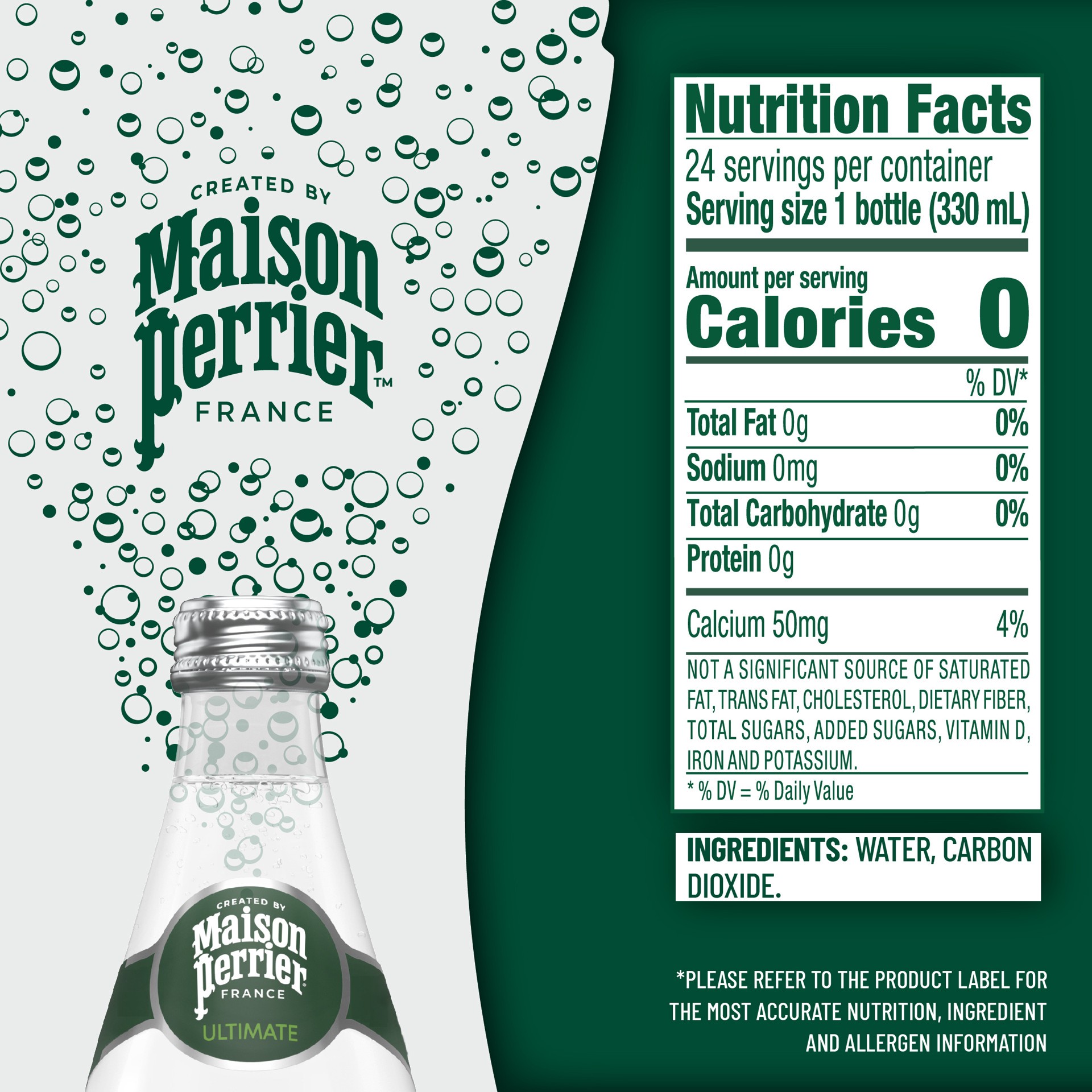 slide 6 of 7, Maison Perrier Ultimate Unflavored Sparkling Water, 4 Pack Glass Bottle, 24 ct; 330 ml