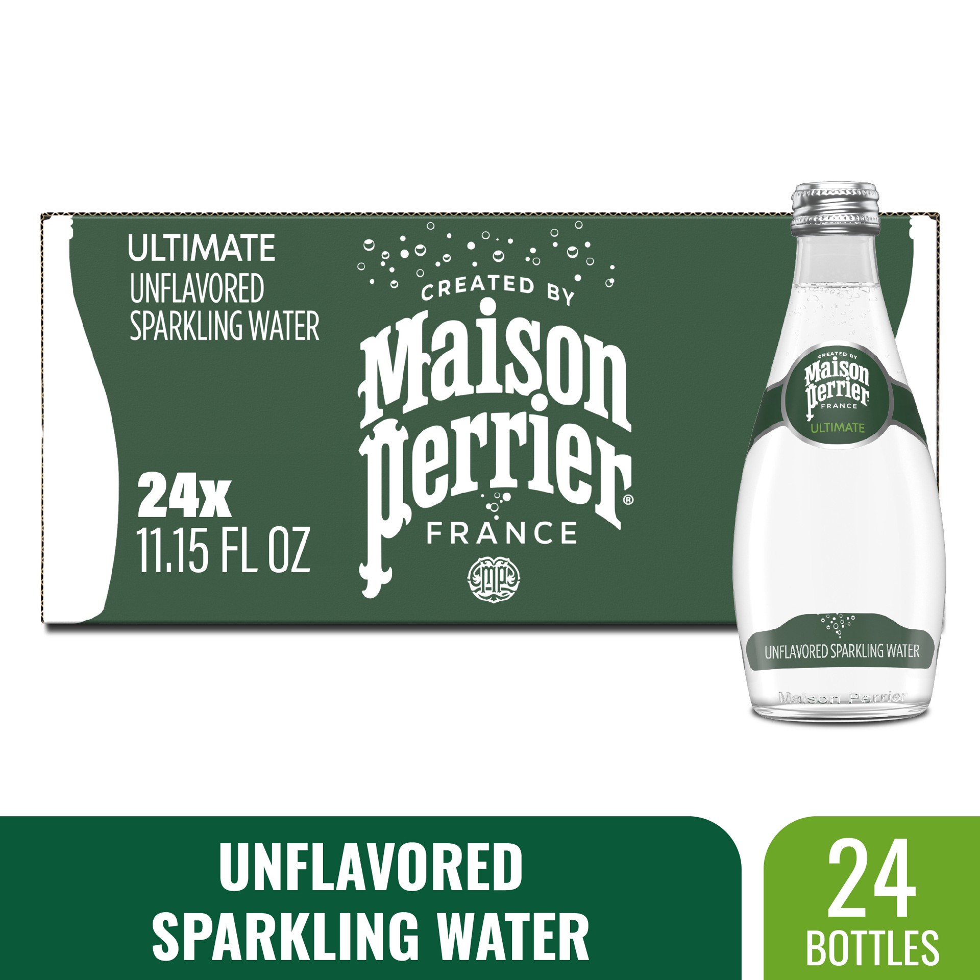 slide 1 of 7, Maison Perrier Ultimate Unflavored Sparkling Water, 4 Pack Glass Bottle, 24 ct; 330 ml