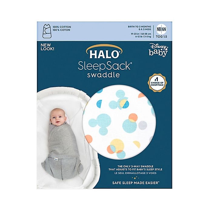 slide 3 of 5, HALO Disney Small Mickey Mouse 2-in-1 SleepSack Swaddle - Grey, 1 ct