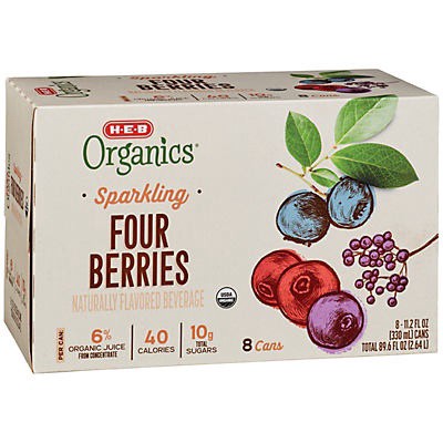 slide 1 of 1, H-B Organics Sparkling Four Berry Beverage- 8 ct, 8 ct