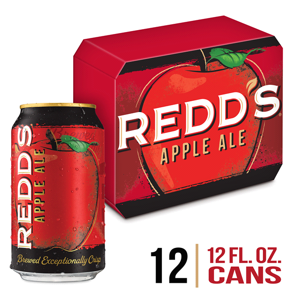 slide 1 of 1, Redd's Hard Apple Ale Beer, 12 Pack, 12 fl oz Cans, 5% ABV, 12 ct; 12 oz