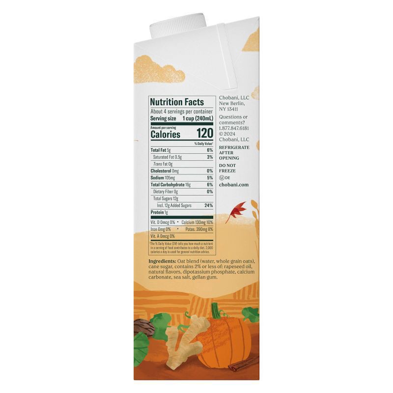 slide 5 of 5, Chobani Pumpkin Spice Oatmilk - 32oz, 1 qt