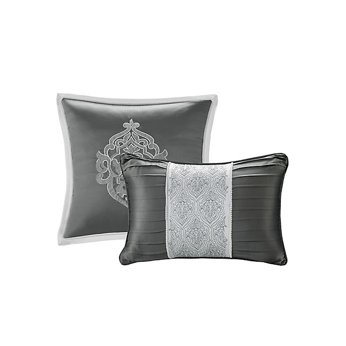 slide 3 of 10, Madison Park Odette Jacquard Reversible Queen Comforter Set - Silver, 8 ct