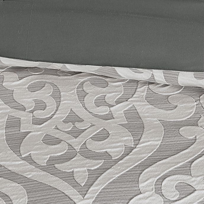 slide 8 of 10, Madison Park Odette Jacquard Reversible Queen Comforter Set - Silver, 8 ct