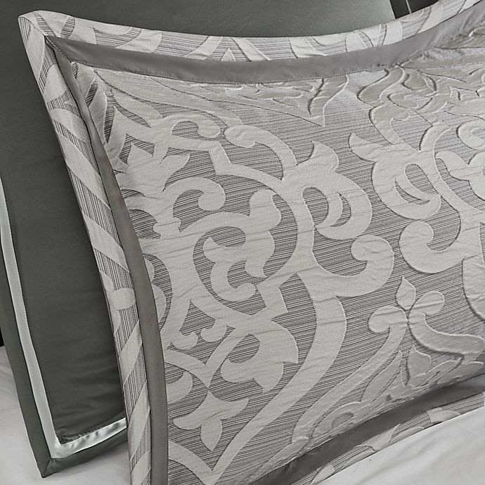slide 9 of 10, Madison Park Odette Jacquard Reversible Queen Comforter Set - Silver, 8 ct