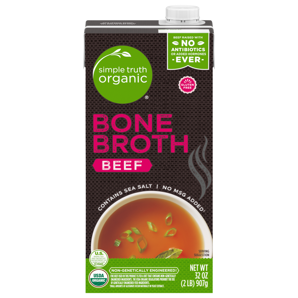 slide 1 of 3, Simple Truth Organic Beef Bone Broth, 32 oz