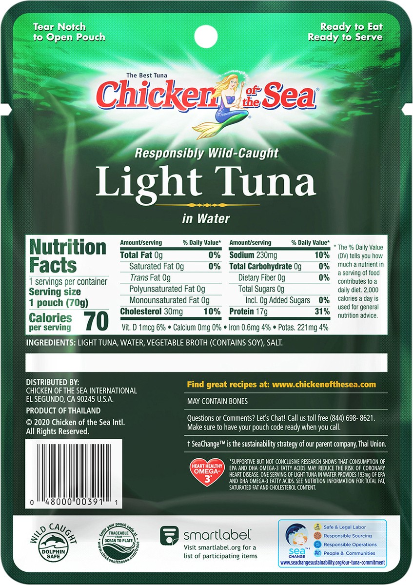 slide 4 of 6, Chicken of the Sea  Light Tuna Pouch 2.5 ounces, 2.5 oz