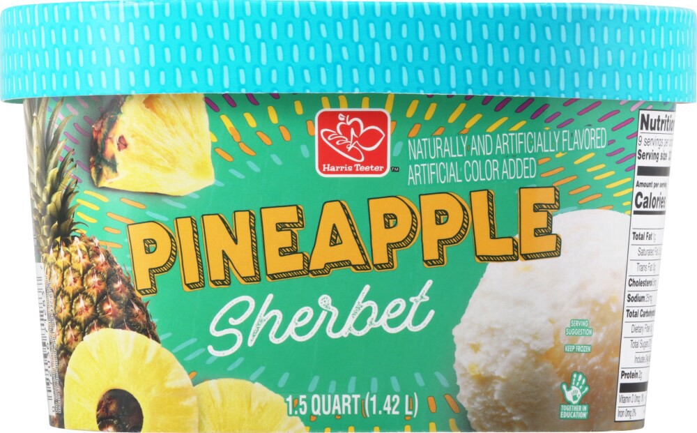 slide 3 of 6, Harris Teeter Pineapple Sherbet, 48 fl oz
