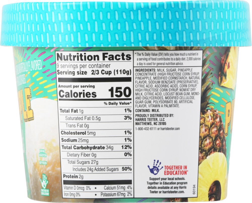 slide 2 of 6, Harris Teeter Pineapple Sherbet, 48 fl oz