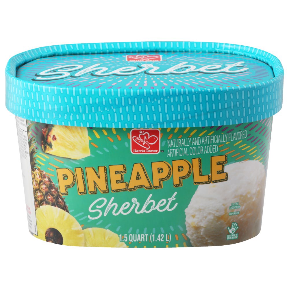 slide 1 of 6, Harris Teeter Pineapple Sherbet, 48 fl oz
