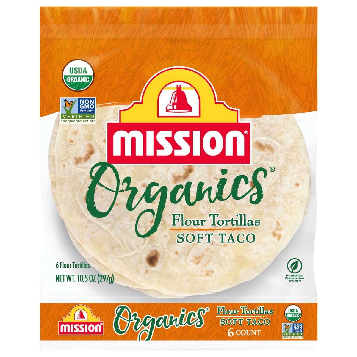 slide 1 of 3, Mission Organics Soft Taco Flour Tortillas - 6 ct, 6 ct; 10.5 oz