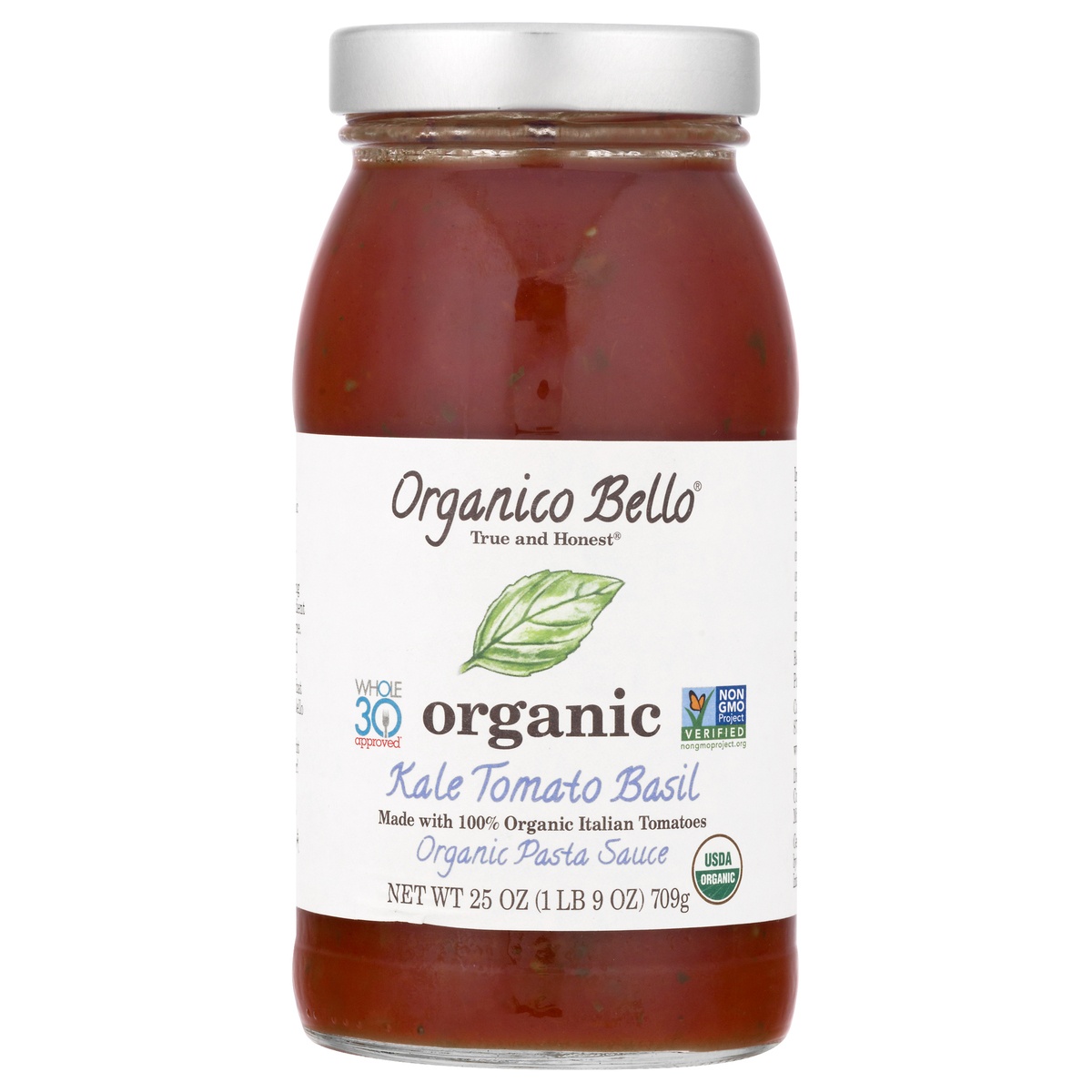 slide 1 of 1, Organico Bello Organic Kale Tomato Basil Pasta Sauce, 25 oz