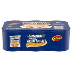 Armour Chicken Vienna Sausage, 7g Protein Per Serving, 4.6 oz Can (Pack of 6)