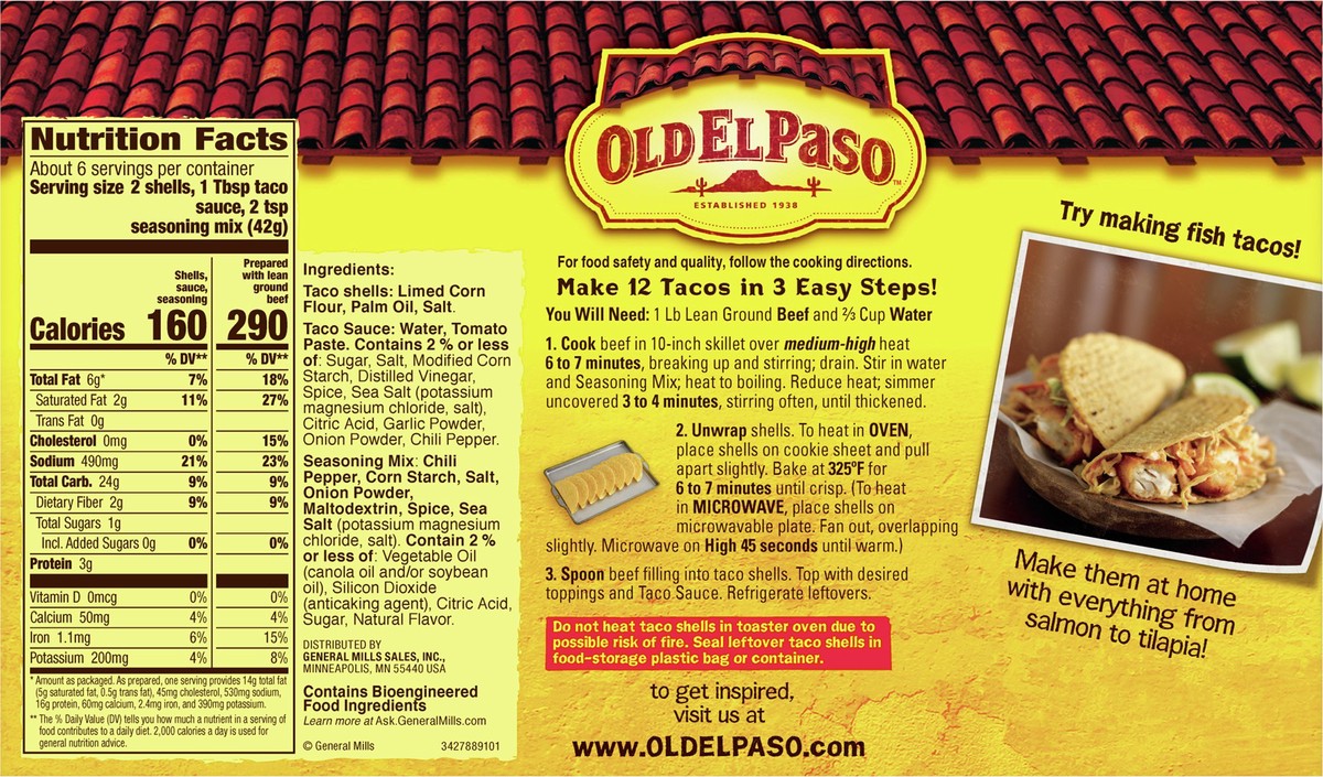 slide 9 of 9, Old El Paso Taco Dinner Kit, Crunchy, 8.8 oz., 8.8 oz