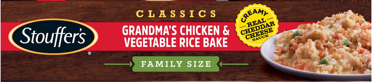 slide 4 of 9, Stouffer's Family Size Grandma's Chicken & Vegetable Rice Bake Frozen Meal, 36 oz