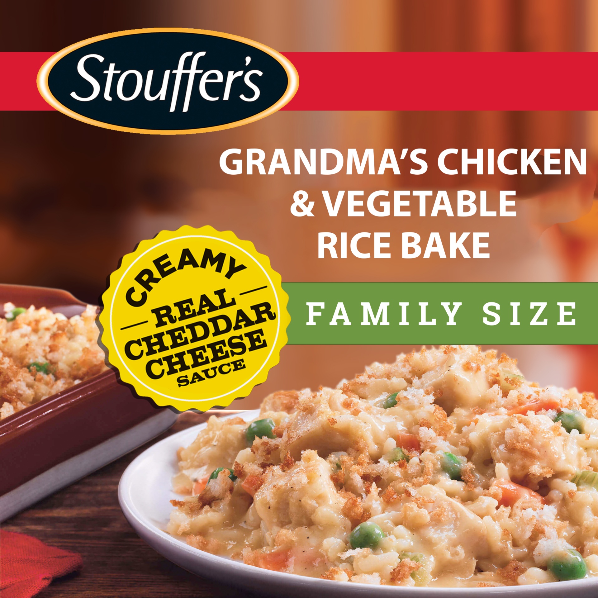 slide 5 of 6, Stouffer's Family Size Grandma's Chicken & Vegetable Rice Bake Frozen Meal, 36 oz