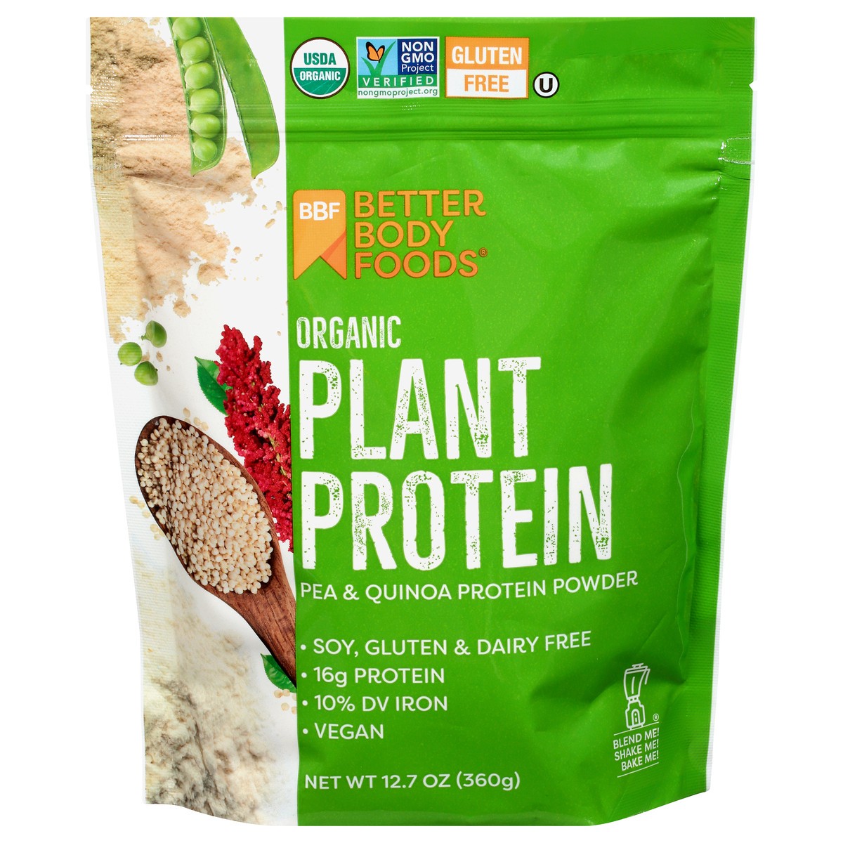 slide 3 of 13, BetterBody Foods Organic Plant Protein 12.7 oz, 12.7 oz