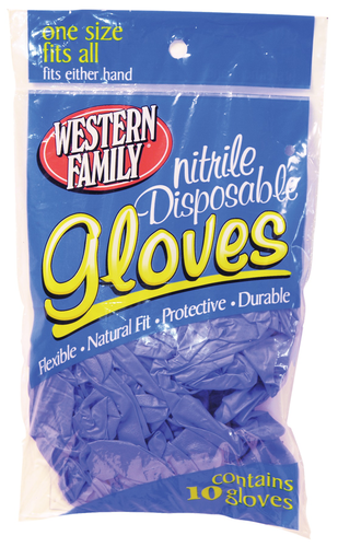 slide 1 of 1, Western Family Nitrile One Size Gloves, 10 ct