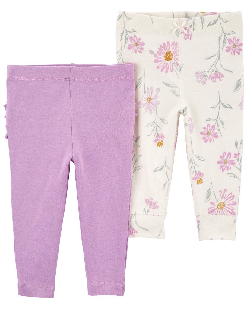 slide 2 of 2, Carter's Baby 2-Pack Floral Pull-On Pants Multi 6M, 1 ct