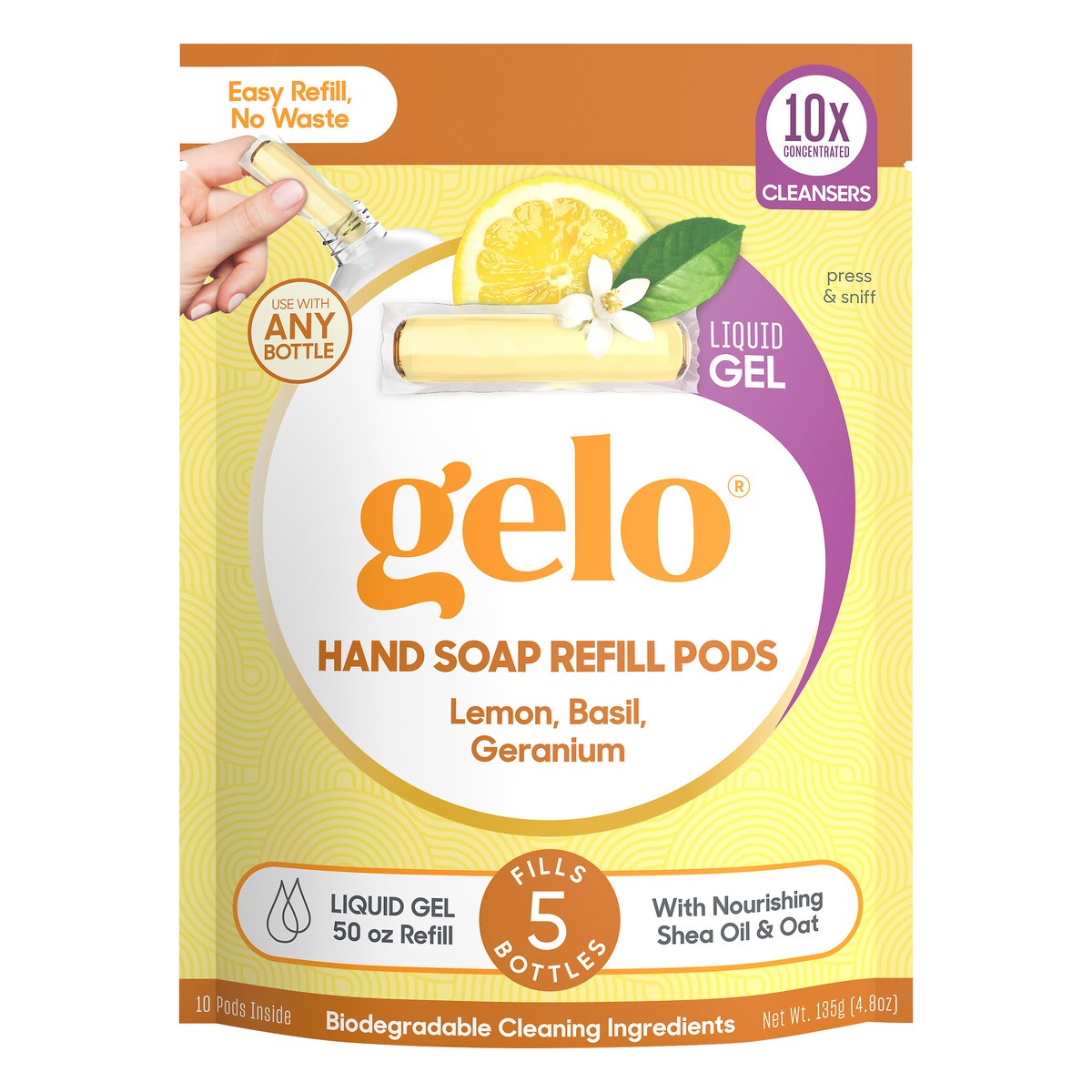 slide 6 of 6, Gelo Liquid Gel Hand Soap Refill Pods 10 ea, 10 ct