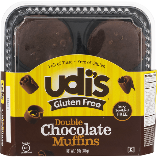 slide 6 of 9, Udi's Gluten Free Double Chocolate Muffins, Frozen, 12 oz. 4-Count, 12 oz