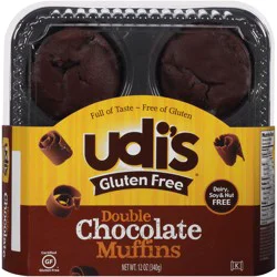 Udi's Gluten Free Double Chocolate Muffins, Frozen, 12 oz. 4-Count