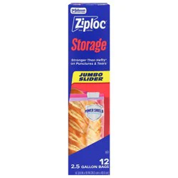 Ziploc 2.5 Gallon Storage Jumbo Slider Bags 12 Each