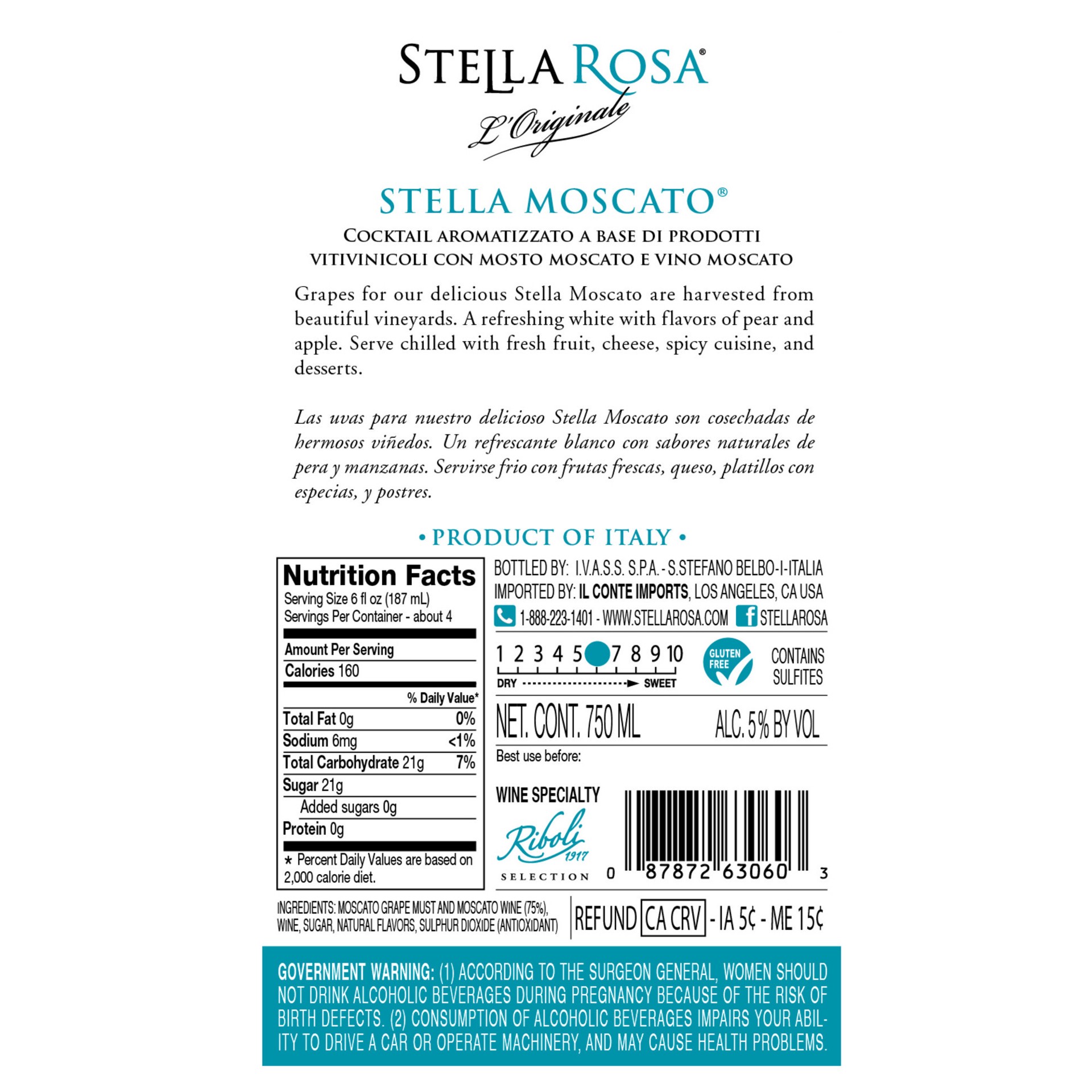 slide 7 of 7, Stella Rosa Moscato Semi-Sweet White Wine 750 ml, 750 ml