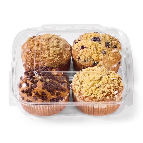 slide 1 of 1, Hy-Vee Loaded Jumbo Variety Pack Muffins 4Ct, 4 ct; 17 oz
