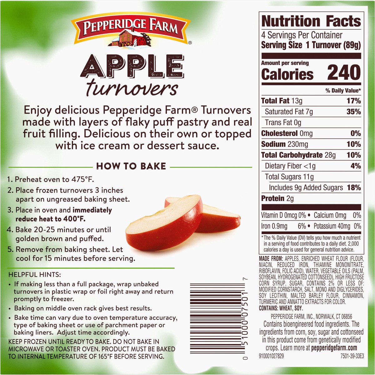 slide 5 of 9, Pepperidge Farm Apple Turnovers, 4-Count 12.5 Oz Box, 12.5 oz