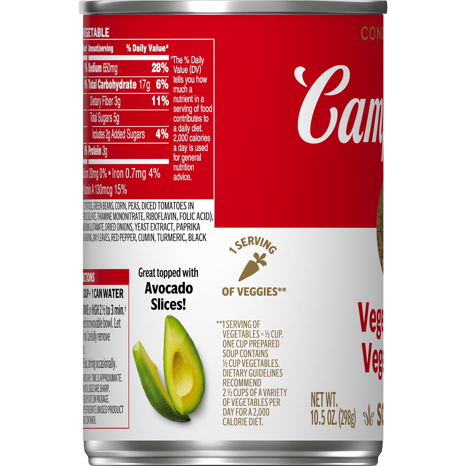 slide 2 of 5, Campbell's Condensed Vegetarian Vegetable Soup, 10.5 oz Can, 10.5 oz