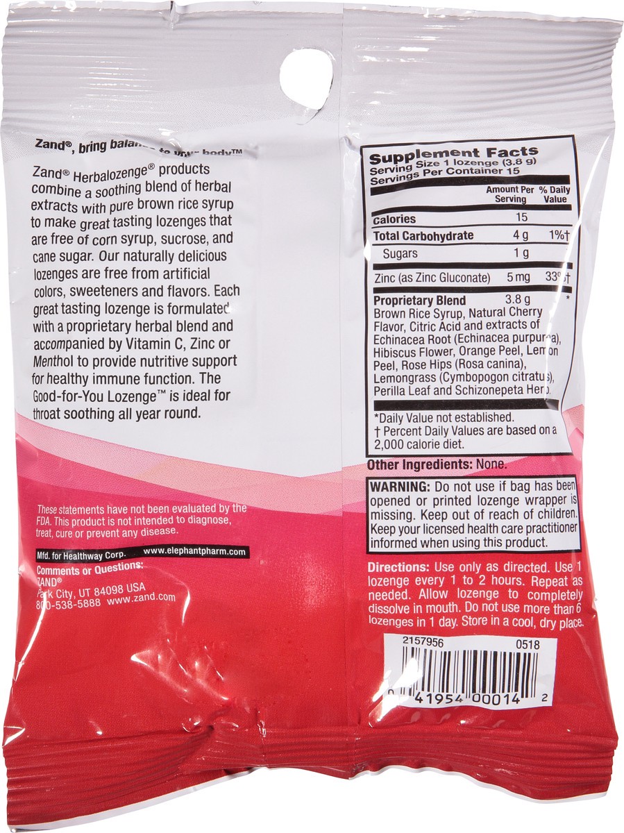 slide 11 of 12, ZAND Herbalozenge Echinacea Zinc Very Cherry Lozenges 15 ea Bag, 15 ct