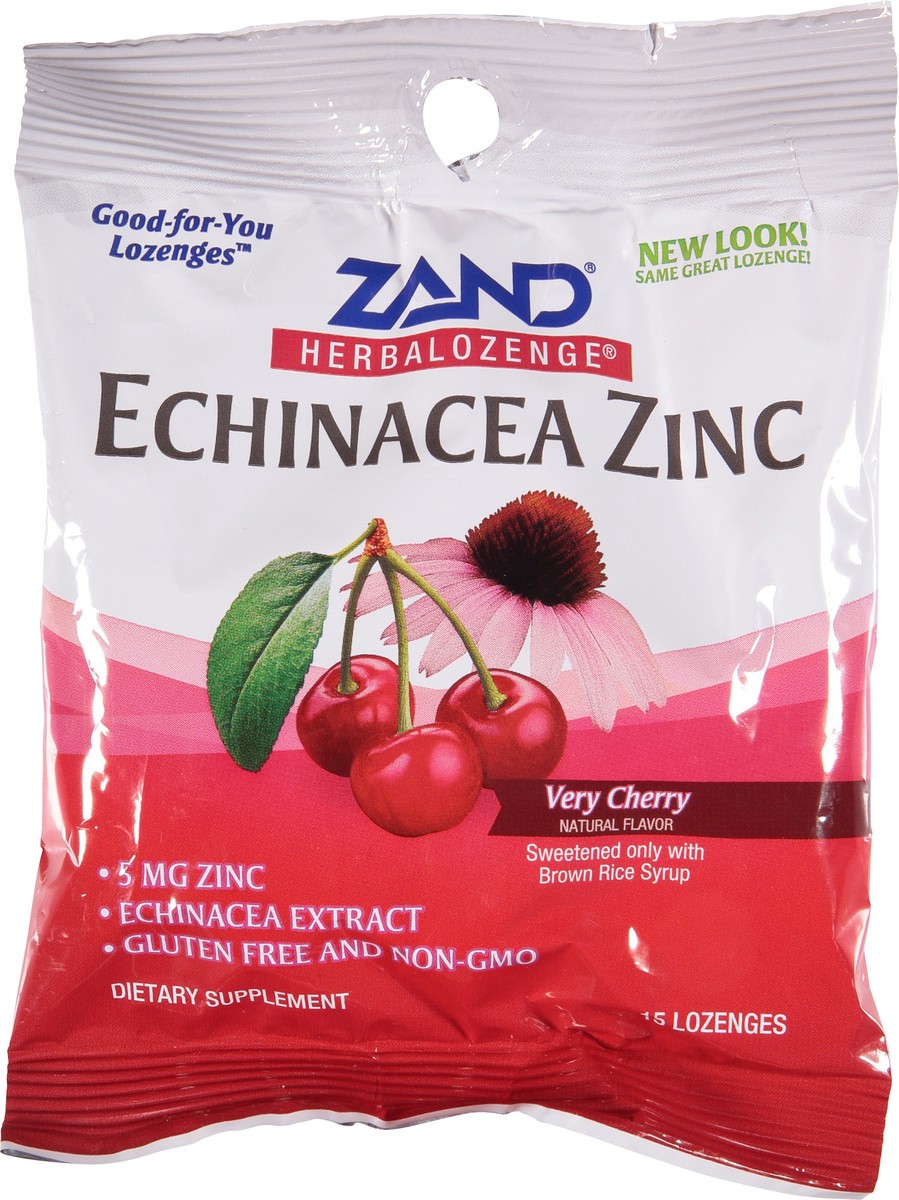 slide 1 of 12, ZAND Herbalozenge Echinacea Zinc Very Cherry Lozenges 15 ea Bag, 15 ct