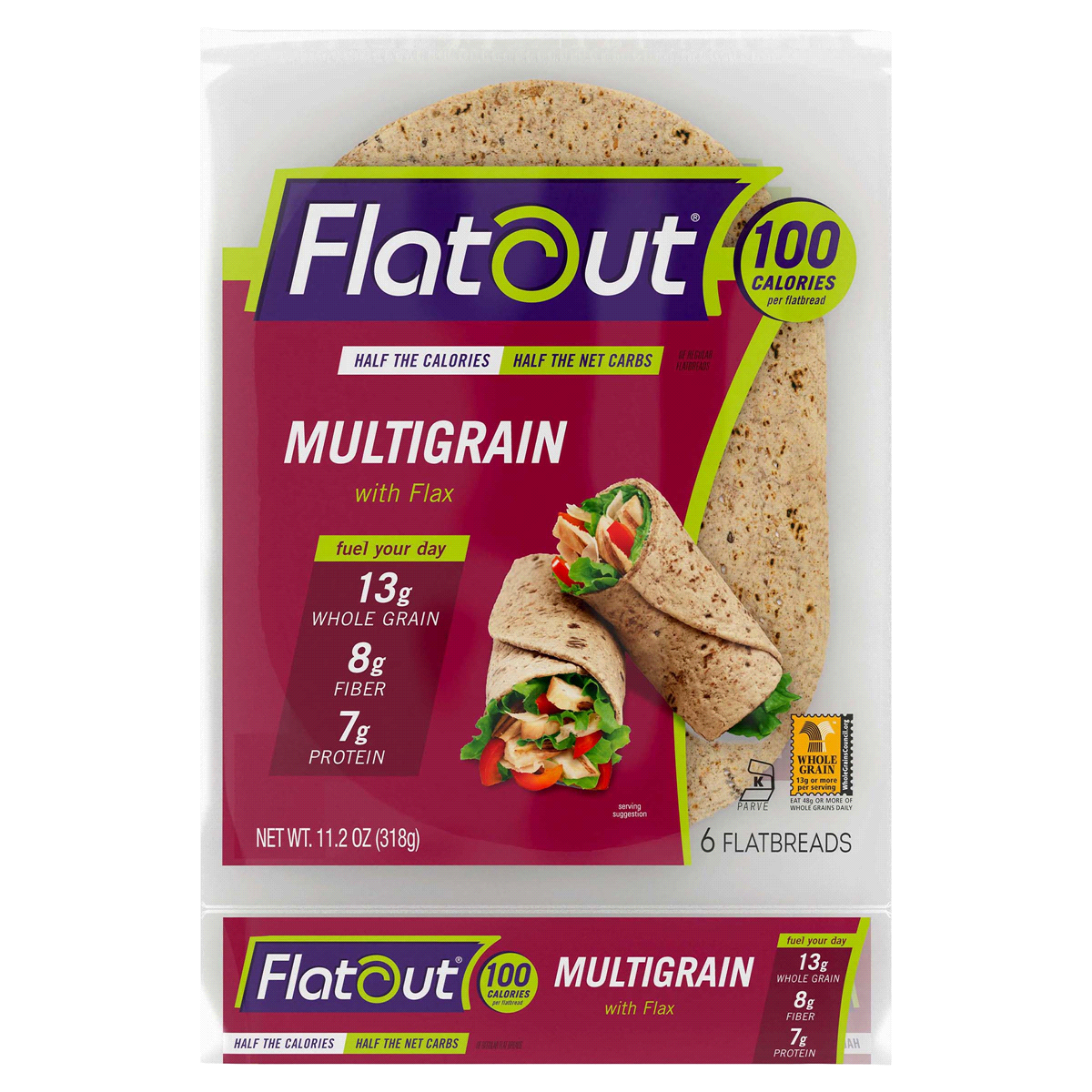 slide 1 of 4, Flatout Flatbread Multigrain With Flax, 6 ct; 11.2 oz