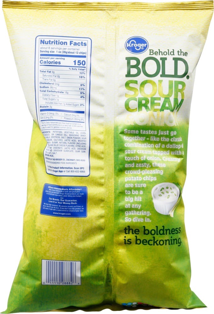 slide 2 of 2, Kroger Sour Cream & Onion Flavored Potato Chips, 7.75 oz