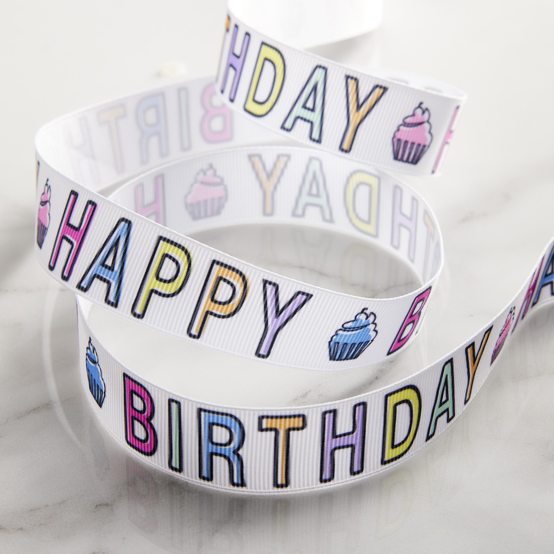 slide 4 of 4, 7/8" X 5yd. Grosgrain Happy Birthday Ribbon By Celebrate It, 7/8 in x 5 yd