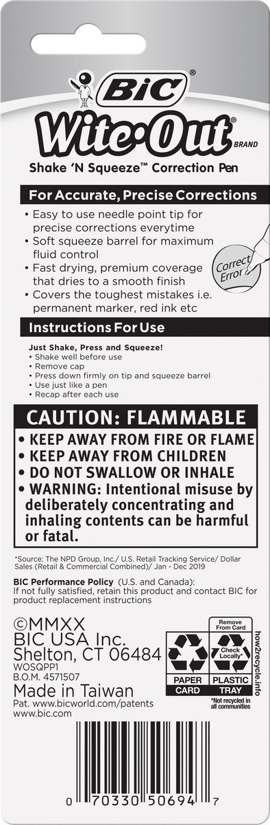 slide 2 of 3, Bic Wite-Out Correction Pen Shake'N Squeeze, 1 ct