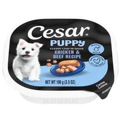 Cesar Puppy Classic Loaf in Sauce Puppy Chicken & Beef Recipe Dog Food 3.5 oz