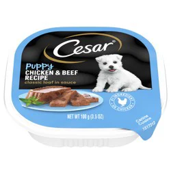Cesar Puppy Classic Loaf in Sauce Puppy Chicken & Beef Recipe Dog Food 3.5 oz